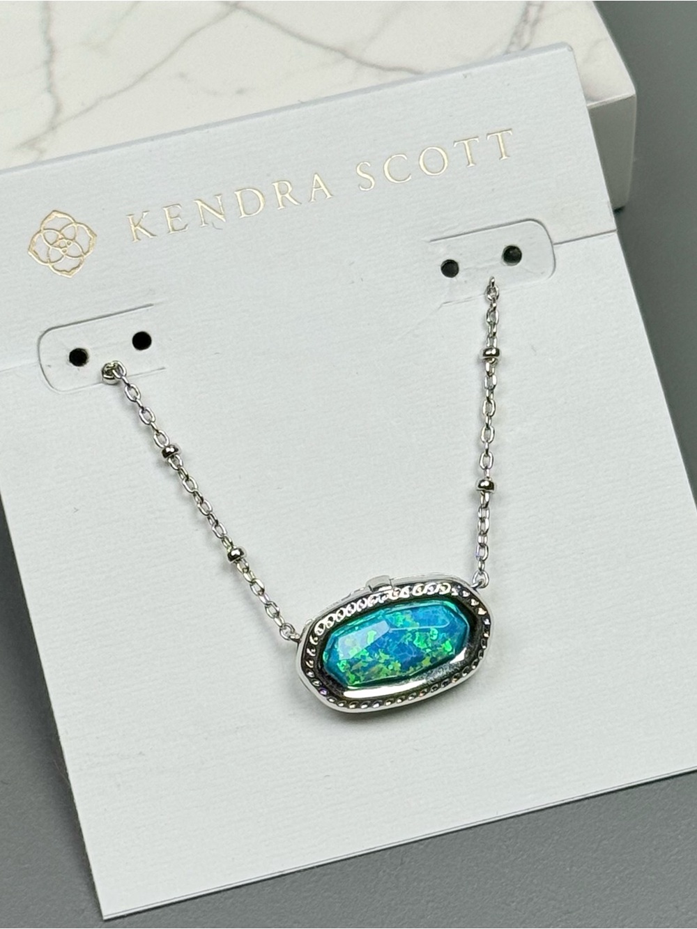 Kendra Scott Elisa Silver Locket in Turquoise Kyocera Opal
